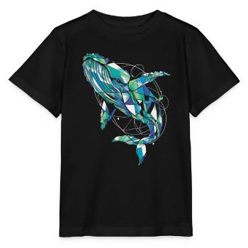 Abstrakter Wal Kunstwerk Geometrische Ozean Farben - Stanley/Stella Kinder T-Shirt MINI CREATOR  - Schwarz - Vorne - Mikhail (115cm)