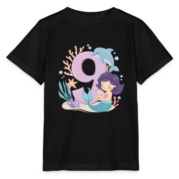 9. Geburtstag Mädchen 9 Jahre Meerjungfrau Party - Stanley/Stella Kinder T-Shirt MINI CREATOR  - Schwarz - Vorne - Mikhail (115cm)
