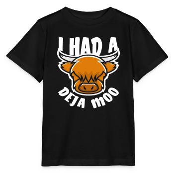 Highland Kuh Deja Moo Lustiger Spruch - Stanley/Stella Kinder T-Shirt MINI CREATOR  - Schwarz - Vorne - Mikhail (115cm)