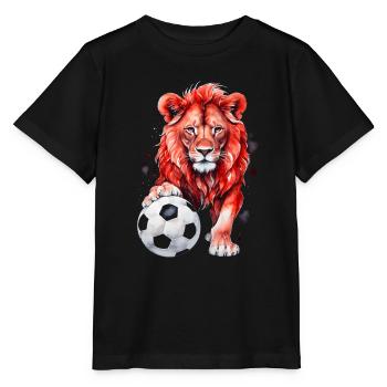 Lion Football Colorful Austria Animal Design Print - Stanley/Stella MINI CREATOR Kids’ T-Shirt - black - Front - Mikhail (115cm)