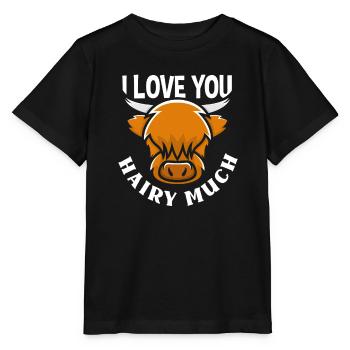 Ich Liebe Dich Haarig Viel Highland Cow - Stanley/Stella Kinder T-Shirt MINI CREATOR  - Schwarz - Vorne - Mikhail (115cm)