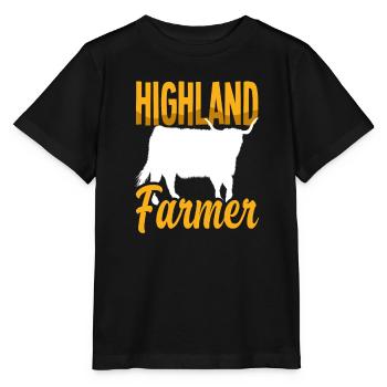 Highland Farmer Schottische Hochlandkuh - Stanley/Stella Kinder T-Shirt MINI CREATOR  - Schwarz - Vorne - Mikhail (115cm)