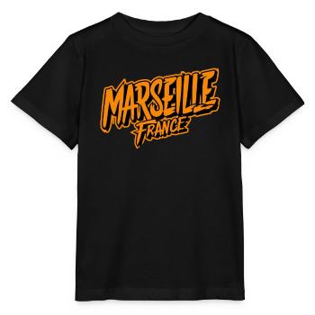 Souvenir de Marseille France - T-shirt bio MINI CREATOR Stanley/Stella Enfant - noir - Devant - Mikhail (115cm)