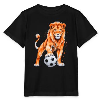 Lion Football Colorful Holland Netherlands Design Print - Stanley/Stella MINI CREATOR Kids’ T-Shirt - black - Front - Mikhail (115cm)