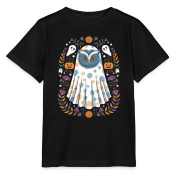 Halloween owl dressed up with ghosts and - Stanley/Stella MINI CREATOR Kids’ T-Shirt - black - Front - Mikhail (115cm)