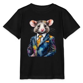 Costume Opossum Imprimé Animal Coloré - T-shirt bio MINI CREATOR Stanley/Stella Enfant - noir - Devant - Mikhail (115cm)