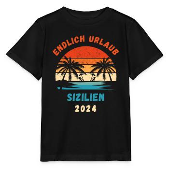 Sizilien Italien Urlaub 2024 Sicilia Idee - Stanley/Stella Kinder T-Shirt MINI CREATOR  - Schwarz - Vorne - Mikhail (115cm)