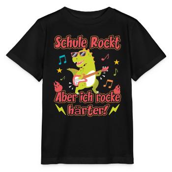 School rocks dino guitar first day of school - Stanley/Stella MINI CREATOR Kids’ T-Shirt - black - Front - Mikhail (115cm)