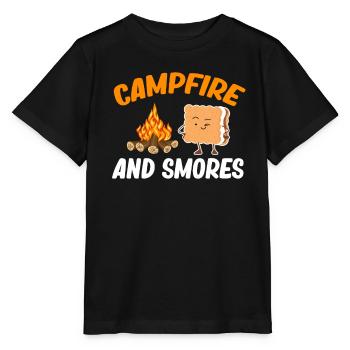 Campfire And Smores Glamping Trailer Backpacking - Stanley/Stella Kinder T-Shirt MINI CREATOR  - Schwarz - Vorne - Mikhail (115cm)