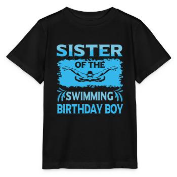 Soeur Du Garçon D’anniversaire Natation Famille Design - T-shirt bio MINI CREATOR Stanley/Stella Enfant - noir - Devant - Mikhail (115cm)