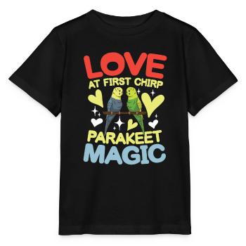 Love At First Chirp Parakeet Magic - Stanley/Stella Kinder T-Shirt MINI CREATOR  - Schwarz - Vorne - Mikhail (115cm)