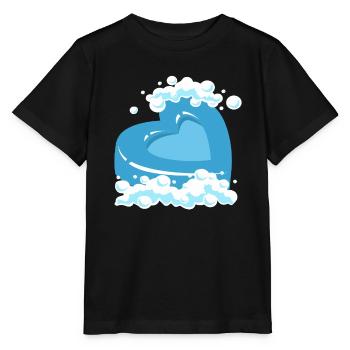 Blue heart with foam motif - Stanley/Stella MINI CREATOR Kids’ T-Shirt - black - Front - Mikhail (115cm)