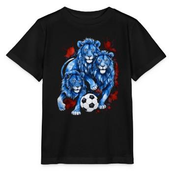 Löwen Fußball Bunt England Tier Design Print - Stanley/Stella Kinder T-Shirt MINI CREATOR  - Schwarz - Vorne - Mikhail (115cm)