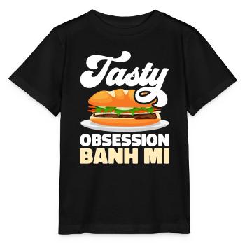 Banh Mi Sandwich Vietnamese Street Food - Stanley/Stella MINI CREATOR Kids’ T-Shirt - black - Front - Mikhail (115cm)