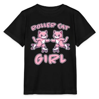 Roller Cat Girl Skating Girl Roller Skates Gift - Stanley/Stella MINI CREATOR Kids’ T-Shirt - black - Front - Mikhail (115cm)