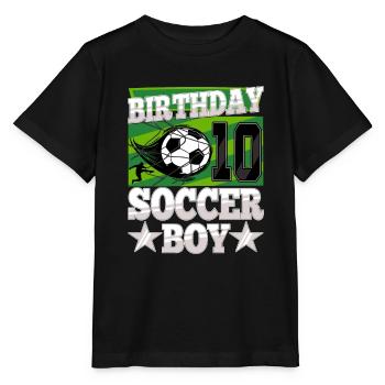 10th birthday Boy Soccer 10 Years Old Gifts - Stanley/Stella MINI CREATOR Kids’ T-Shirt - black - Front - Mikhail (115cm)