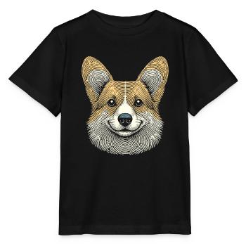 Empreinte digitale corgi - T-shirt bio MINI CREATOR Stanley/Stella Enfant - noir - Devant - Mikhail (115cm)