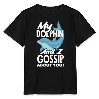 My dolphin and I gossip about you - Stanley/Stella MINI CREATOR Kids’ T-Shirt - black - Front - Mikhail (115cm)