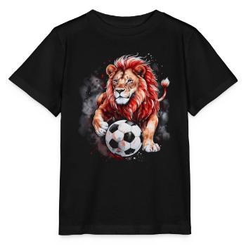 Lion Football Colorful Hungary Animal Design Print - Stanley/Stella MINI CREATOR Kids’ T-Shirt - black - Front - Mikhail (115cm)