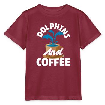 Dolphins and coffee lovers - Stanley/Stella MINI CREATOR Kids’ T-Shirt - burgundy - Front - Kain (125cm)