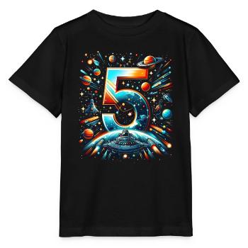 Astronaut 5th Birthday Space Boy 5 Years - Stanley/Stella MINI CREATOR Kids’ T-Shirt - black - Front - Mikhail (115cm)