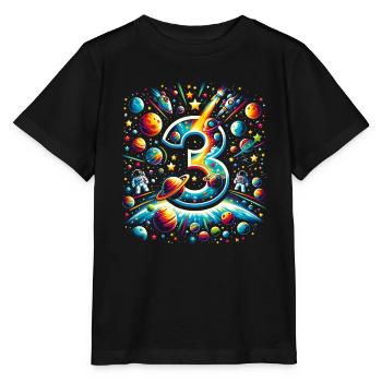 Astronaut 3rd Birthday Space Boys 3 Years - Stanley/Stella MINI CREATOR Kids’ T-Shirt - black - Front - Mikhail (115cm)