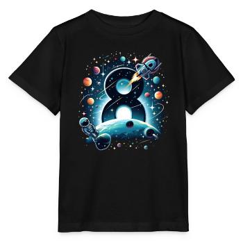 Astronaut 8th Birthday Space Boys 8 Years - Stanley/Stella MINI CREATOR Kids’ T-Shirt - black - Front - Mikhail (115cm)