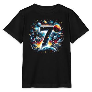 Astronaut 7th Birthday Space Boys 7 Years - Stanley/Stella MINI CREATOR Kids’ T-Shirt - black - Front - Mikhail (115cm)
