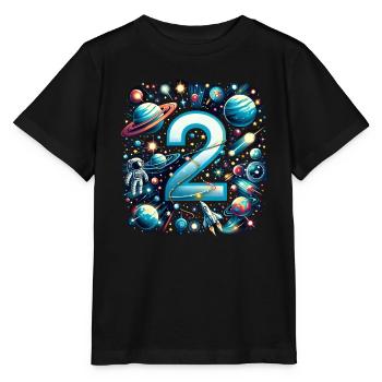 Astronaut 2nd Birthday Space Boys 2 Years - Stanley/Stella MINI CREATOR Kids’ T-Shirt - black - Front - Mikhail (115cm)