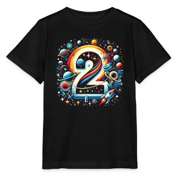 Astronaut 2nd Birthday Space Boys 2 Years - Stanley/Stella MINI CREATOR Kids’ T-Shirt - black - Front - Mikhail (115cm)