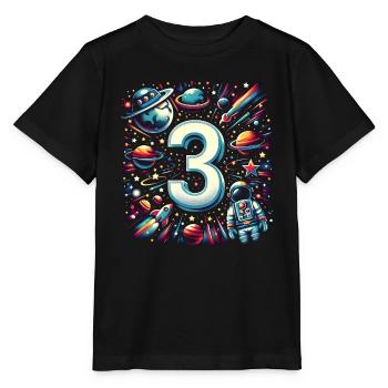 Astronaut 3rd Birthday Space Boys 3 Years - Stanley/Stella MINI CREATOR Kids’ T-Shirt - black - Front - Mikhail (115cm)