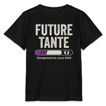 Zukünftige Tante 2025 Schwangerschaftsankündigung Tante - Stanley/Stella Kinder T-Shirt MINI CREATOR  - Schwarz - Vorne - Mikhail (115cm)