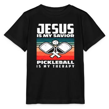 Jesus Ist Mein Erlöser Pickleball Ist Meine - Stanley/Stella Kinder T-Shirt MINI CREATOR  - Schwarz - Vorne - Mikhail (115cm)