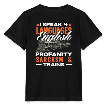 Je parle 4 langues : Anglais, Jureries, - T-shirt bio MINI CREATOR Stanley/Stella Enfant - noir - Devant - Mikhail (115cm)