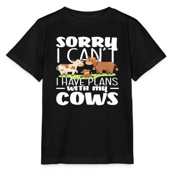Désolé, j’ai des projets avec mes vaches - T-shirt bio MINI CREATOR Stanley/Stella Enfant - noir - Devant - Mikhail (115cm)