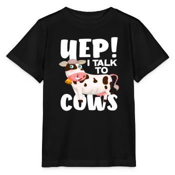 ! Je parle aux vaches drôle de vache - T-shirt bio MINI CREATOR Stanley/Stella Enfant - noir - Devant - Mikhail (115cm)