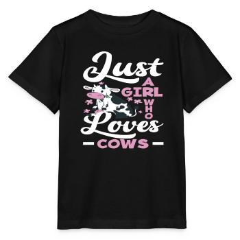 Une fille qui aime les vaches - T-shirt bio MINI CREATOR Stanley/Stella Enfant - noir - Devant - Mikhail (115cm)