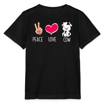 Frieden Liebe Kuh Illustration - Stanley/Stella Kinder T-Shirt MINI CREATOR  - Schwarz - Vorne - Mikhail (115cm)