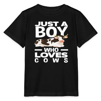 Un garçon qui aime les vaches - T-shirt bio MINI CREATOR Stanley/Stella Enfant - noir - Devant - Mikhail (115cm)