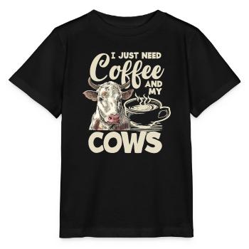 J’ai juste besoin de café et de mes vaches - T-shirt bio MINI CREATOR Stanley/Stella Enfant - noir - Devant - Mikhail (115cm)