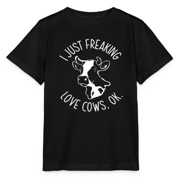 J’adore les vaches, d’accord - T-shirt bio MINI CREATOR Stanley/Stella Enfant - noir - Devant - Mikhail (115cm)