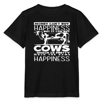 Le bonheur ne s’achète pas, mais les vaches le sont - T-shirt bio MINI CREATOR Stanley/Stella Enfant - noir - Devant - Mikhail (115cm)