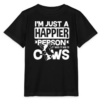 Je suis juste plus heureux avec les vaches - T-shirt bio MINI CREATOR Stanley/Stella Enfant - noir - Devant - Mikhail (115cm)