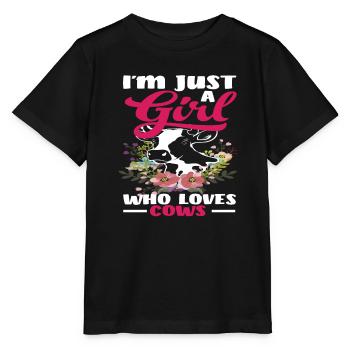 Je suis juste une fille qui aime les vaches - T-shirt bio MINI CREATOR Stanley/Stella Enfant - noir - Devant - Mikhail (115cm)