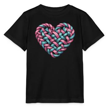 Cable Knit Heart Shape Heart - Stanley/Stella MINI CREATOR Kids’ T-Shirt - black - Front - Mikhail (115cm)