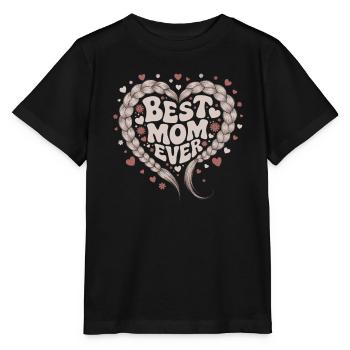 Beste Mama Best Mom Ever Herz Liebe Zopf Herz - Stanley/Stella Kinder T-Shirt MINI CREATOR  - Schwarz - Vorne - Mikhail (115cm)
