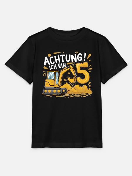 5. Geburtstag Junge 5 Jahre Bagger Baustelle - Stanley/Stella Kinder T-Shirt MINI CREATOR  - Schwarz