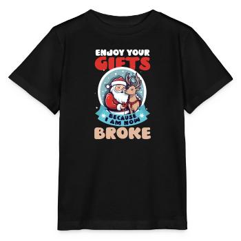 Les rennes de Noël profitent des cadeaux Je suis fauché - T-shirt bio MINI CREATOR Stanley/Stella Enfant - noir - Devant - Mikhail (115cm)