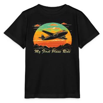 Meine Erste Flugreise Erstes Mal Fliegen - Stanley/Stella Kinder T-Shirt MINI CREATOR  - Schwarz - Vorne - Mikhail (115cm)