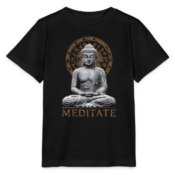 Meditieren Sie Buddha spirituell - Stanley/Stella Kinder T-Shirt MINI CREATOR  - Schwarz - Vorne - Mikhail (115cm)